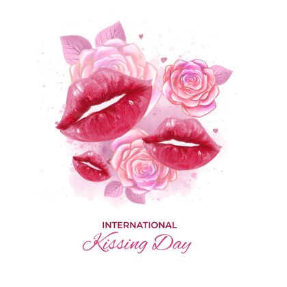 2月13日水彩国际接吻日插画爱情国际感情