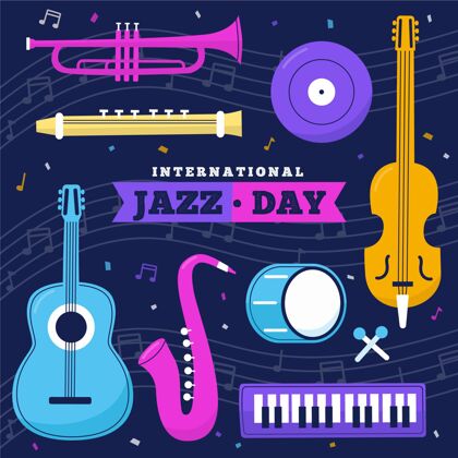 音乐平面国际爵士日插画活动爵士乐平面设计