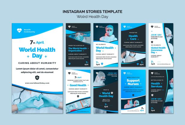 健康世界卫生日instagram故事集Instagram4月7日模板