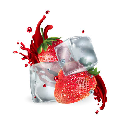 维生素新鲜草莓加冰块和果汁多汁现实鸡尾酒