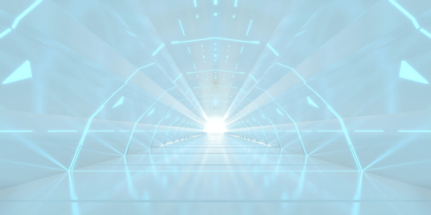 现代未来的隧道走廊设计透视太空船技术