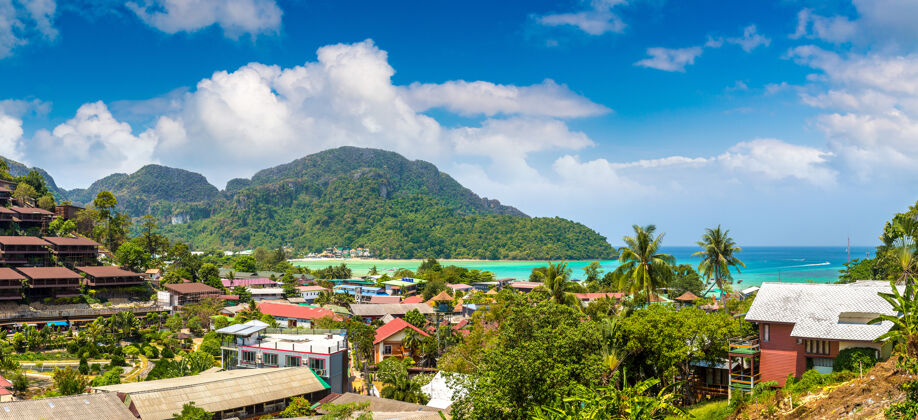 热带泰国披披登岛全景图度假村全景海洋