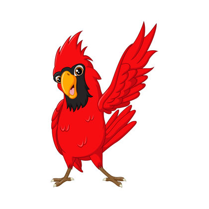 红色卡通快乐红雀动物卡通动物