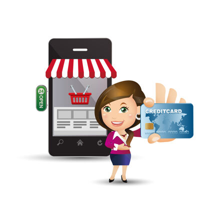角色人脉-网上购物-女商人网上购物互联网支付商务人员