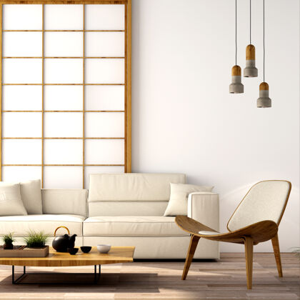 装饰日式生活区室内设计亚洲木材家具