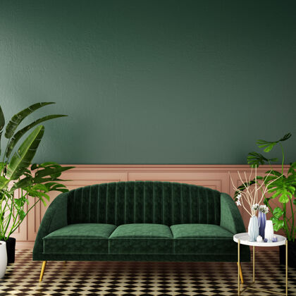植物经典风格的生活区室内设计墙壁装饰家具