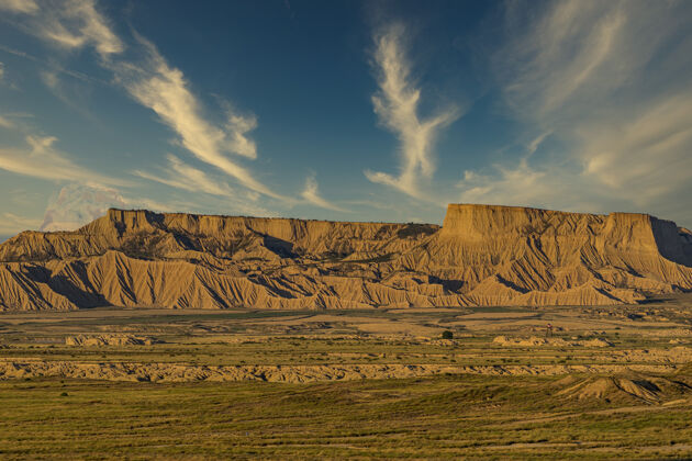 风景西班牙纳瓦拉的Bardenasreales半沙漠自然区沙漠自然地区