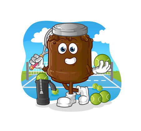 网球巧克力果酱打网球性格脸卡通游戏