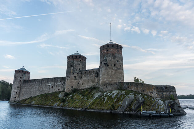 城市奥拉文琳娜城堡在萨文林纳市 芬兰历史旅游堡垒