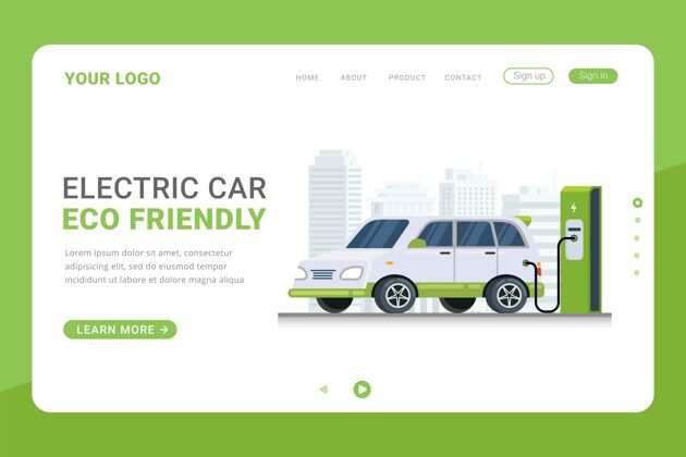 效率电动车充电技术设计登陆页面模板城市汽车充电器