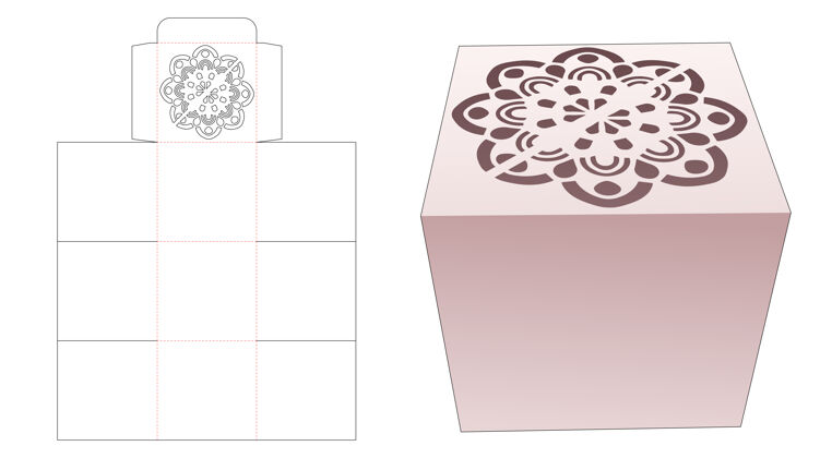 纸板杯蛋糕盒与模具曼荼罗模切模板纸升华存储