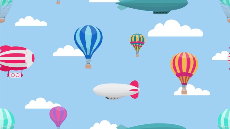 浮动热气球卡通航空运输无缝模式旅行自由乐趣