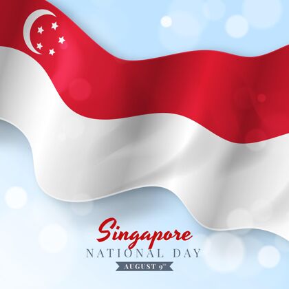 事件逼真的新加坡國慶插畫新加坡國慶自由新加坡國旗