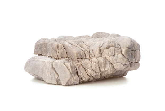 抽象灰色的石头孤立在白色的夹道上剪辑路径原材料山