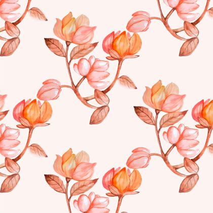图案手绘水彩桃色花卉图案蔬菜自然图案设计