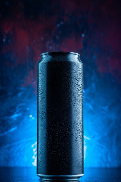 钢前视图能量饮料在蓝色饮料罐酒精照片黑暗瓶子金属容器