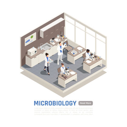 横幅等轴测微生物学横幅实验室办公桌微生物学