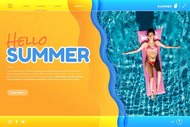 潜在客户捕获页夏季登陆页模板与照片网页模板夏季夏季