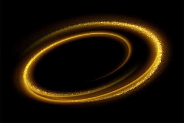 黑色金色的波浪在黑色的背景上流动 金色的闪光光泽圆形漩涡