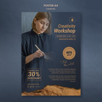 陶器女人创意陶艺坊垂直海报印刷模板女人课程