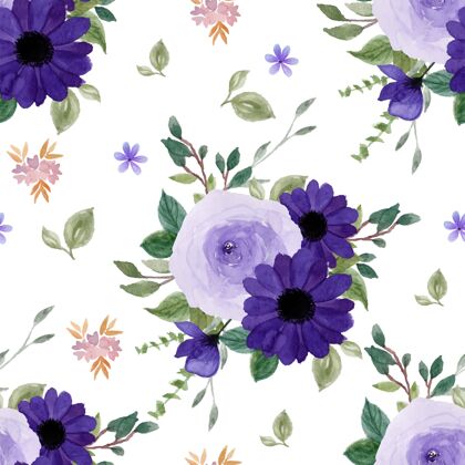花卉紫色花朵无缝图案花背景开花