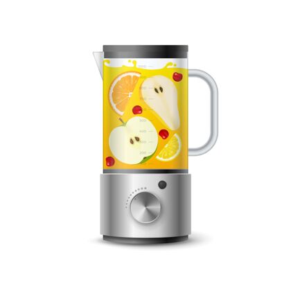 健康饮料现实的果汁在搅拌机玻璃插图健康水果玻璃搅拌机