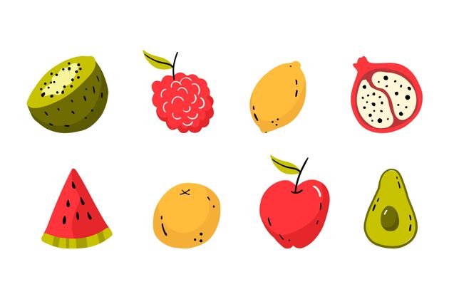 分类手绘水果系列包装水果收藏套装