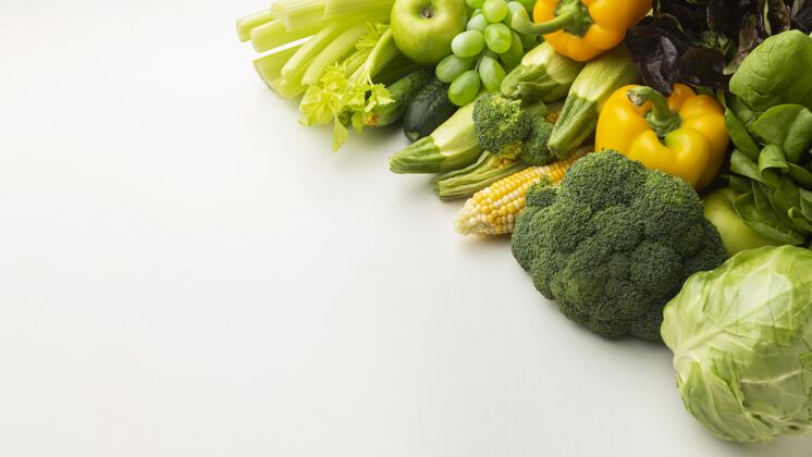 框架高角度蔬果搭配蔬菜排列美味