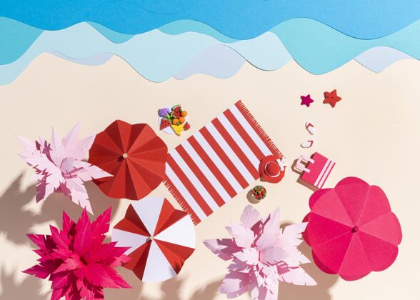 工艺不同材质的夏日沙滩布置图Diy静物欢乐