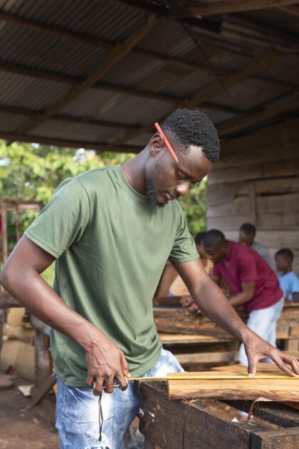 团队合作中弹手在用木头干活社区建设中投