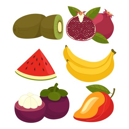 美味手绘水果系列扁平收藏健康
