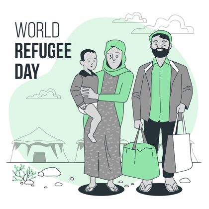 穷人世界难民日？概念图父亲难民日人