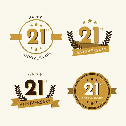 收藏平面设计21周年纪念徽章系列21周年纪念包装年度