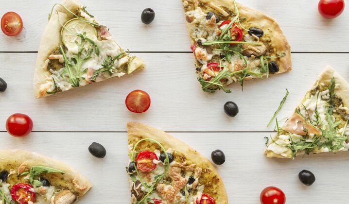 比萨店创意搭配美味披萨配料食品传统