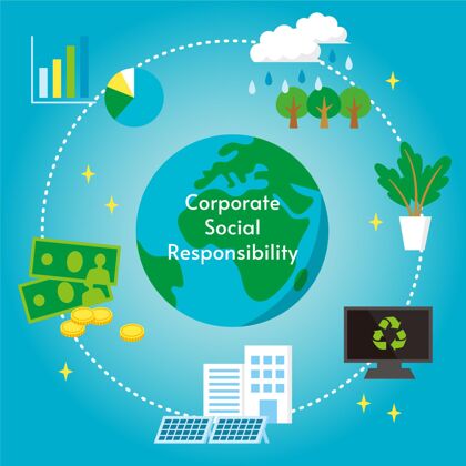 可持续性手绘企业社会责任概念插图战略企业组织