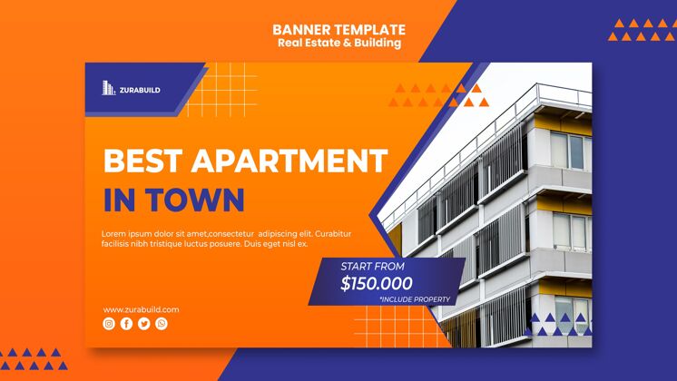 旗帜房地产和建筑横幅模板购买公寓公寓楼