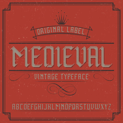 标签名为midieval.的复古标签字体类型标题脚本
