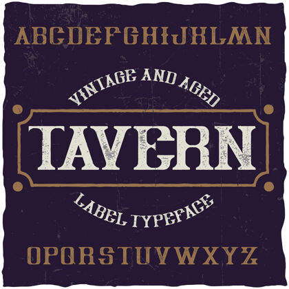 排版名为tavern的复古标签字体Vintage娱乐Night