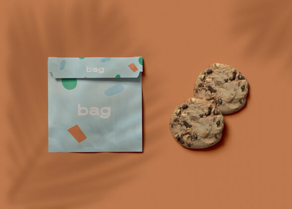 包装袋子和饼干模型包装堆叠Psd