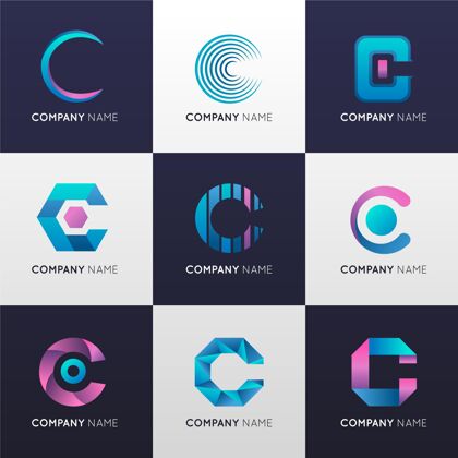 Logo渐变色c标志系列CorporateLogo模板Collection