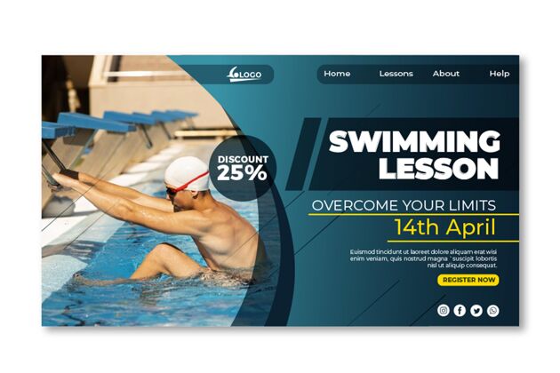 网页模板游泳课登录页模板活跃运动游泳