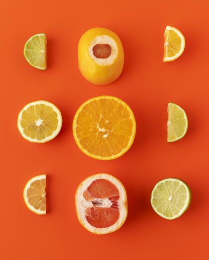 分类健康素食的平面构成柑橘食品健康