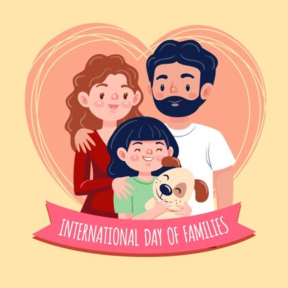 兄弟姐妹卡通国际家庭日插画5月15日人父母