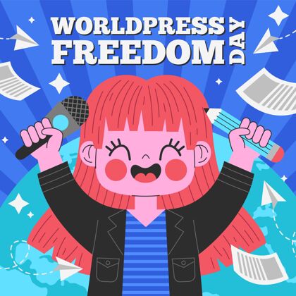 全球平面世界新闻自由日插画自由记者言论自由
