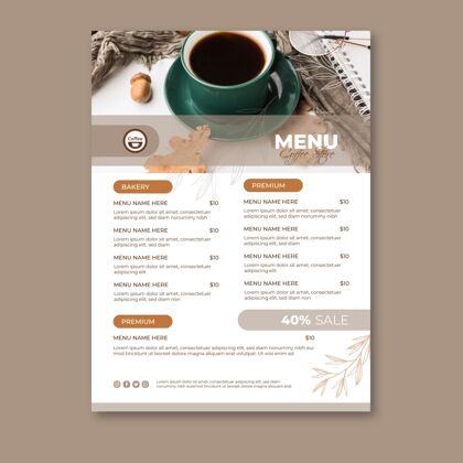 美味咖啡店菜单模板菜单可口咖啡