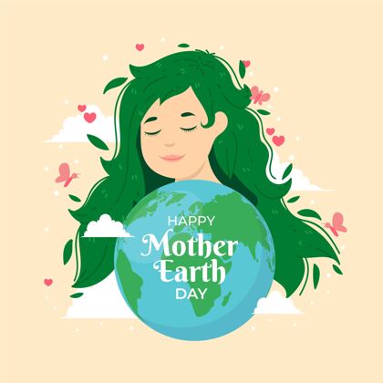 地球母亲手绘地球母亲节插图地球母亲日星球自然