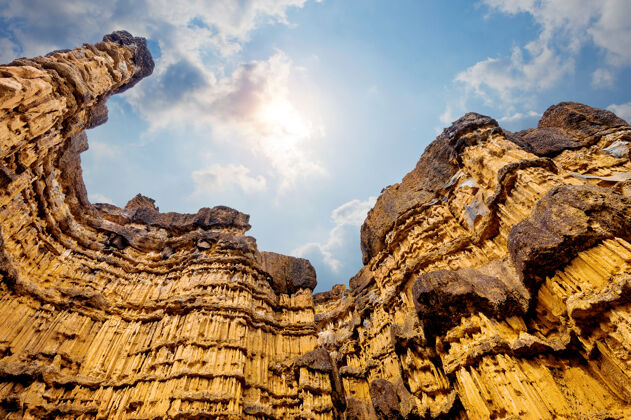 岩石Phacho Phacho是泰国清迈maewang国家公园的高土壤峡谷悬崖太棒了地标清迈乡村