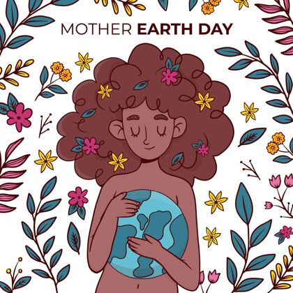 意识手绘地球母亲节？插图地球地球母亲日手绘