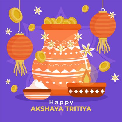 庆典平面akshayatritiya插图佛法春天快乐的阿克沙亚