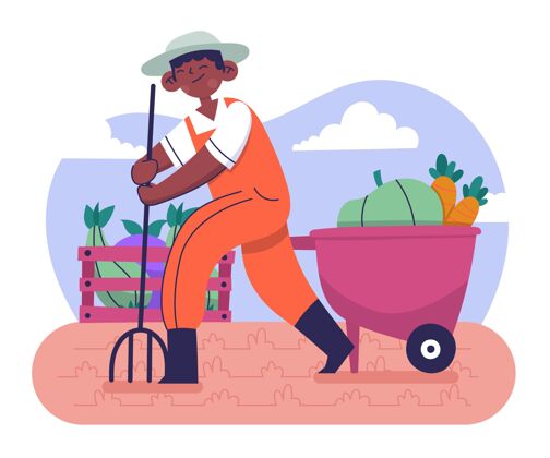 农场手绘插图农业职业职业雇员工作